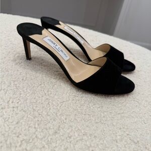 Jimmy Choo Black Open-Toe Heels